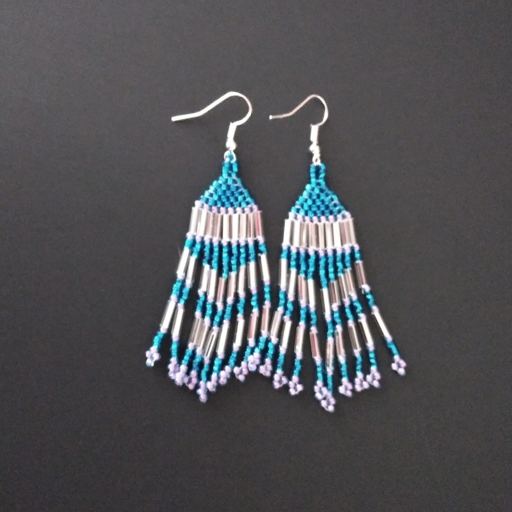 Bead woven native style earrings